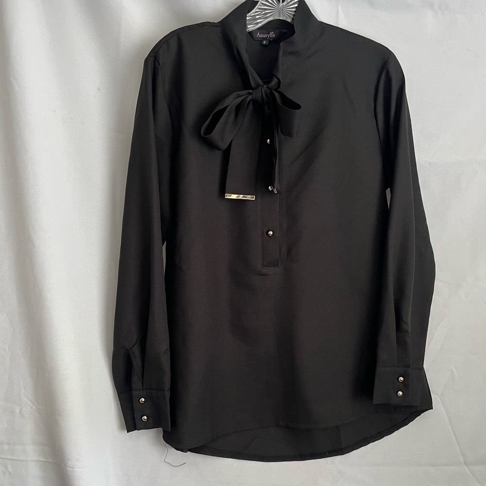 Amaryllis 1/2 Button Up Long Sleeve front tie blouse preppy Blair gossip girl S